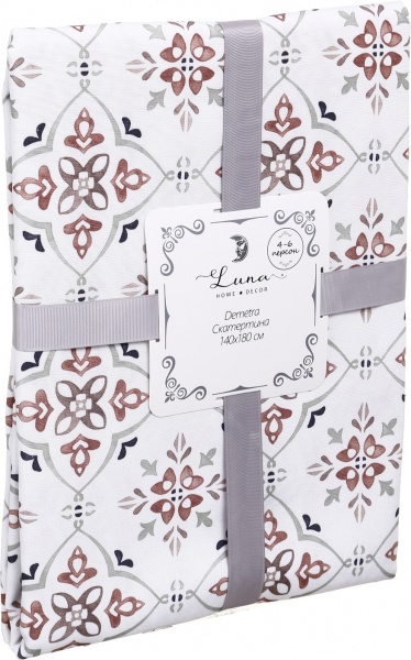 Скатерть Demetra 140x180 см белый с рисунком Luna 