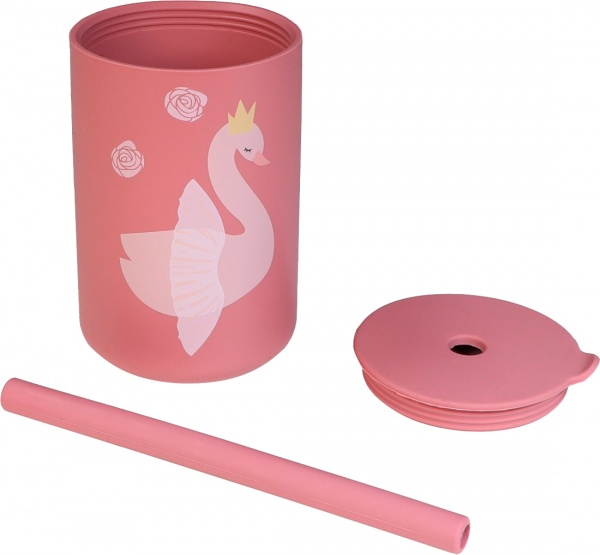 Чашка Tryco з соломинкою силікон попелясто-рожевий TR-392822