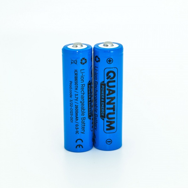 Акумулятор Quantum з клемним виступом ICR 18650 2 шт. (ICR18650TH/2600-PB2) 