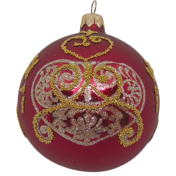 Шар новогодний стеклянный d80 красный 8780-1H-1 