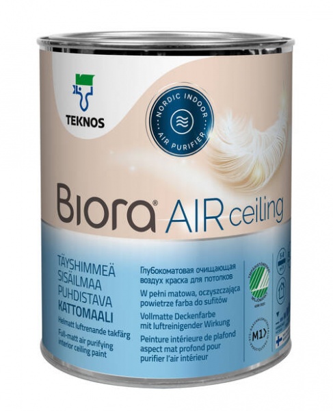 Фарба інтер'єрна акрилатна TEKNOS BIORA AIR CEILING база 1 глибокий мат білий 1л 