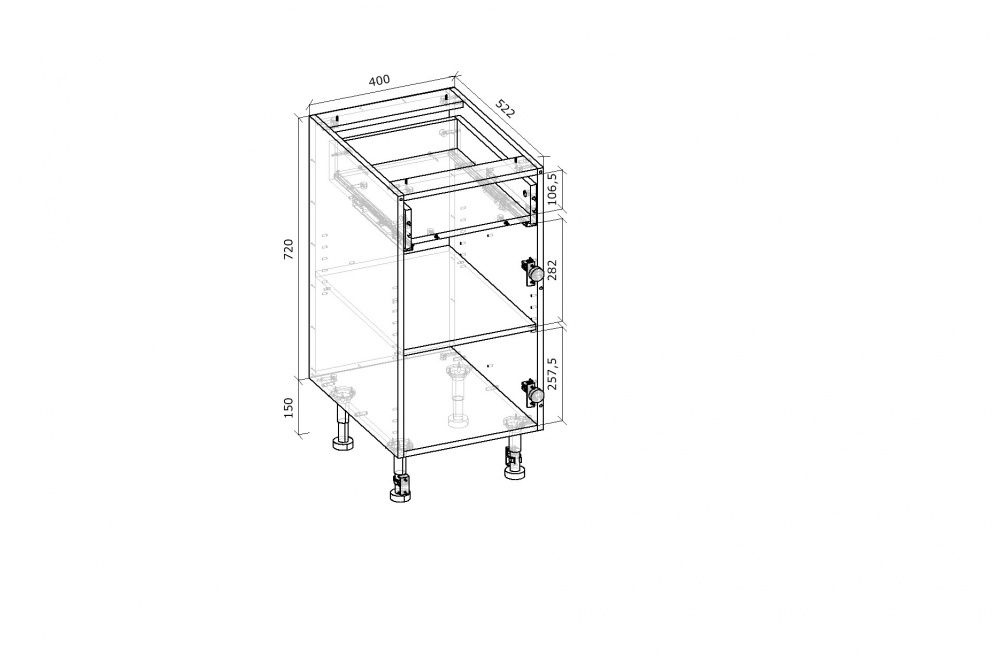 Тумба нижняя Грейд с ящиком частичного открытия Q-25 /1ящ+1фас/Оптимум 400x870x522 мм серый графит