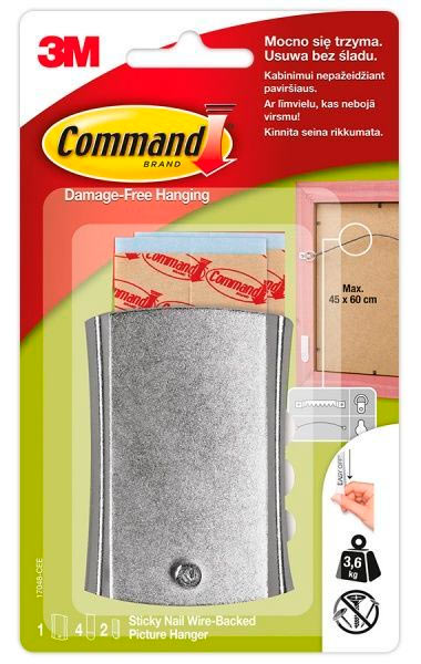 Металлический подвес для картин 3M Command 17048 1 подвес 4 полоски 2 миниполоски