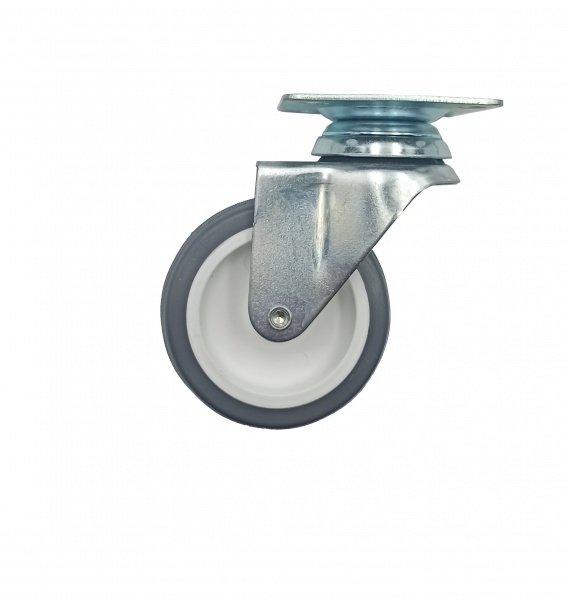 Ролик поворотный с площадкой термопл. резина D75 белый Burak 0752 ZHA