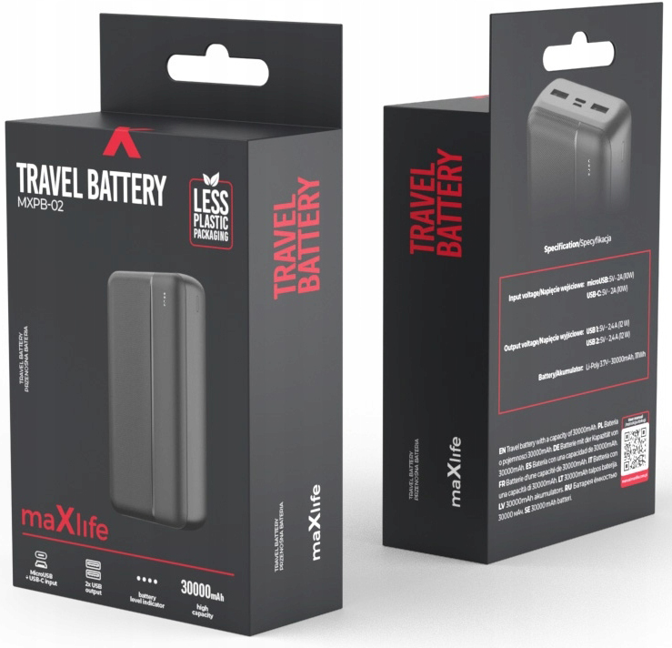 Повербанк Maxlife 30000 mAh black (MXPB-02)