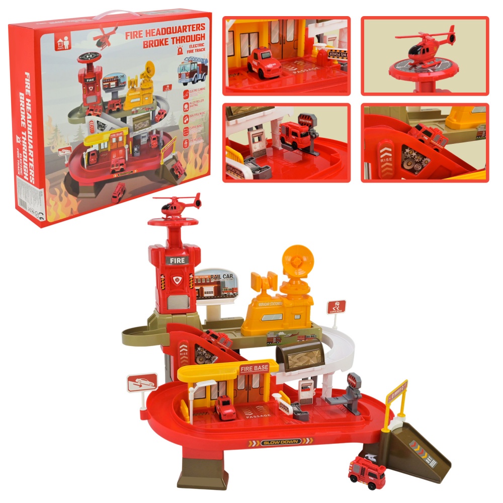 Паркинг Shantou Пожарная станция с машинками и вертолетом ZX-024A