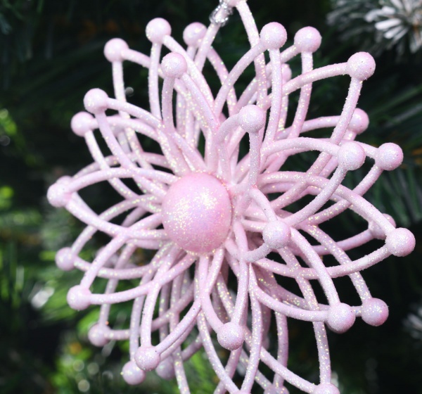 Декорація Сніжинка Молекула 3д d 12 см рожевий 1 шт.