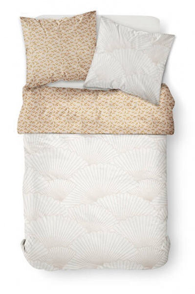 Комплект постільної білизни Amiens полуторний білий із коричневим Today (без простирадла)