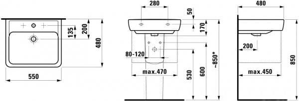 Умивальник Laufen Pro 1895.1 550х480 мм