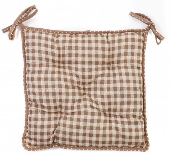 Подушка на стілець Lucy 40х40 см бежевий клітинка з мереживом La Nuit