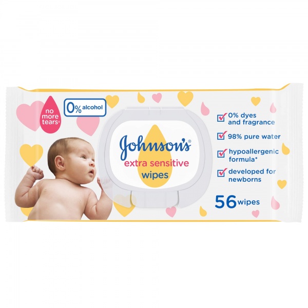 Дитячі вологі серветки Johnson's Baby Extra sensitive 56 шт.