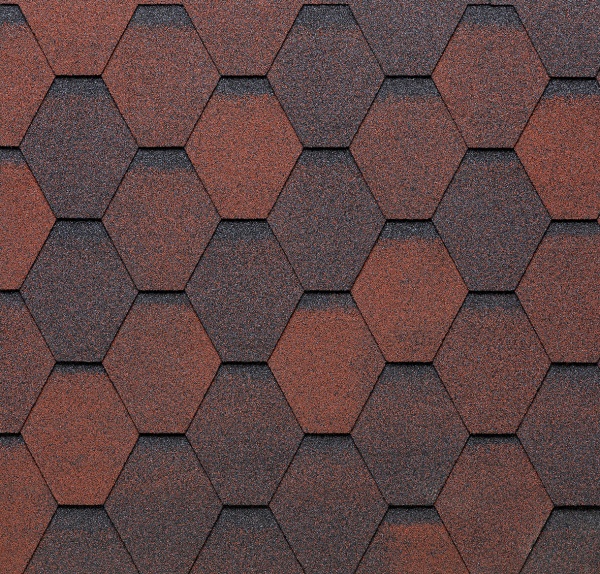 Бітумна черепиця гнучка TEGOLA ECO ROOF HEXAGONAL MIXED RED