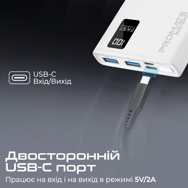 Повербанк Promate 10000 mAh (bolt-10pro.white) 
