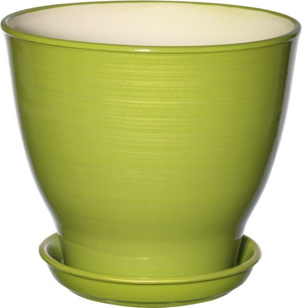 Горшок керамический Ориана-Запорожкерамика Виктор глянец салатово-золотой круглый 4л салатовый (107-0-120) 