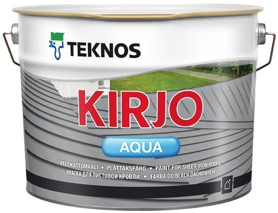 Краска для крыш акрилатная TEKNOS KIRJO AQUA база 3 для листовой кровли мат база под тонировку 0,9л 