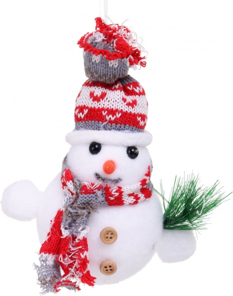 Декоративная подвеска Снеговик 8x15 см белый NY21136