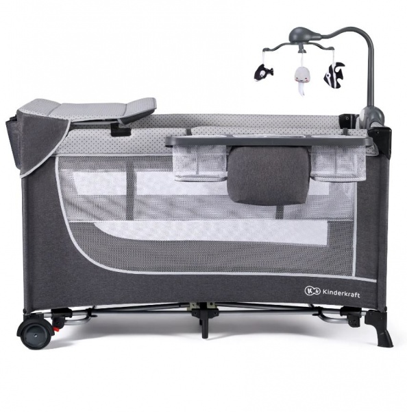 Манеж-ліжко Kinderkraft Leody Grey з пеленатором KCLEOD00GRY00AC