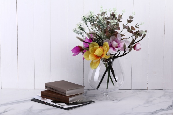 Ваза скляна прозора коньячка H245D195 