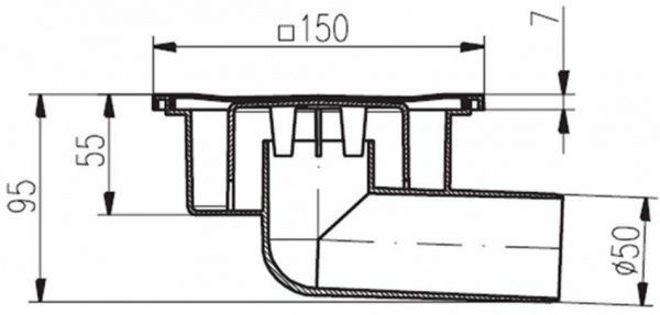 Душевой трап MCH с горизонтальным подключением DN50