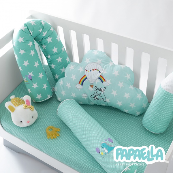 Бортик захисний мультифункціональний Зірка/Горошок 2 шт. Papaella ментоловий 