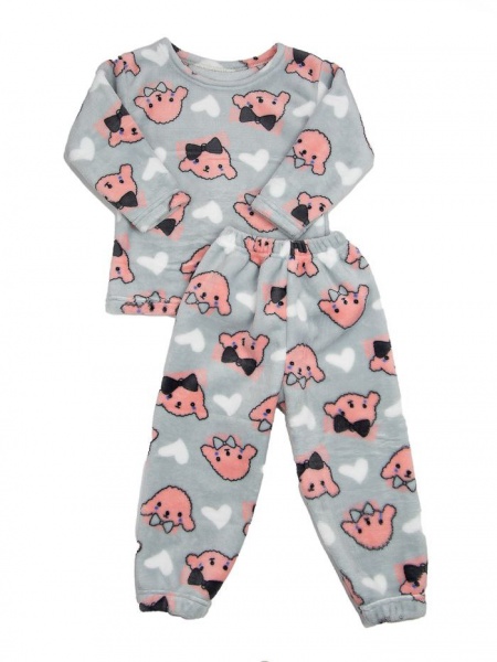Піжама дитяча для дівчаток Luna Kids Собачки (вельсофт) р.122–128 сірий 