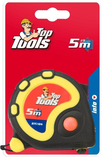 Рулетка Top Tools прорезиненная 27C124 5 м x 19 мм