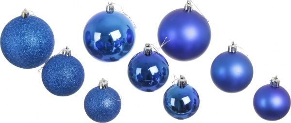 Набор елочных шаров пластикових синій 5-6-8 см 109 шт./уп. 