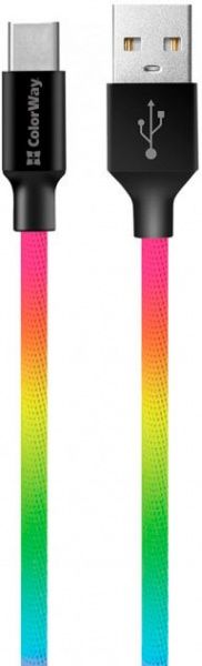 Кабель ColorWay USB - Type-C (multicolor) 2.4 А 1 м разноцветный 