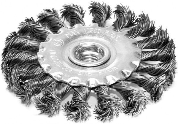 Щітка дискова 100мм x M14, плетений дріт d0,5 об/хв 12500 стальний дріт S&R 136554100