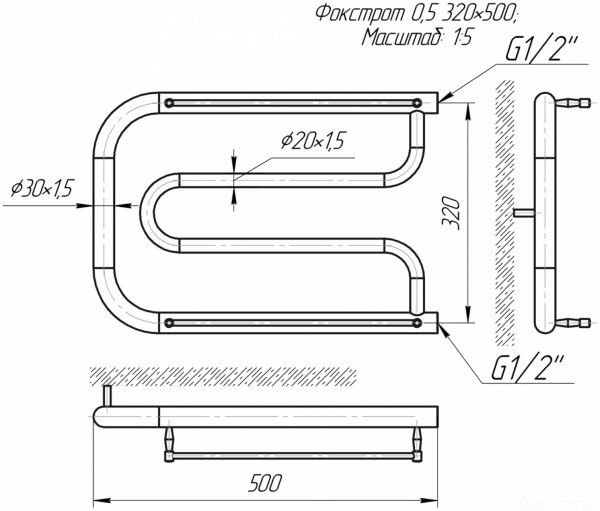 Рушникосушарка Mario Фокстрот 350х500/320