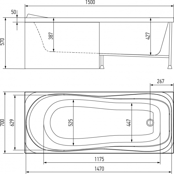Ванна акриловая Alex Baitler Saima 150х70 см 