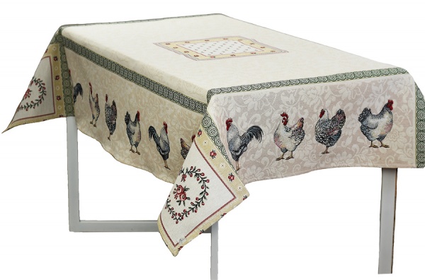 Скатерть Курочки 95x100 см бежевый Прованс 