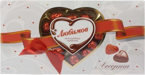 Конфеты Любимов Шоколадные сердечки ассорти 225 г (4820075503345) 