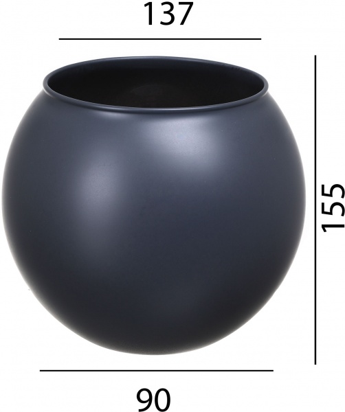 Ваза стеклянная Soft шар 16 см серая 