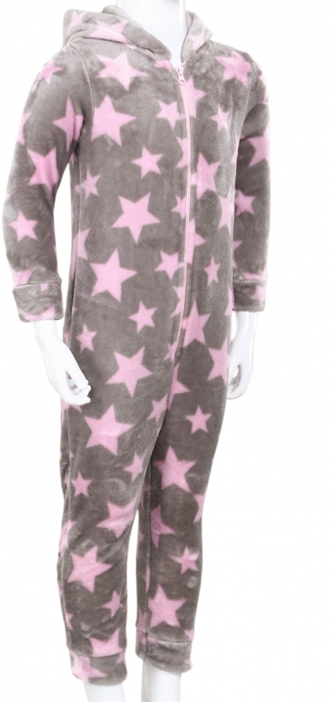 Кигуруми-пижама для девочек HW принт Звездочки р.122-128 коричневый/розовый 0347