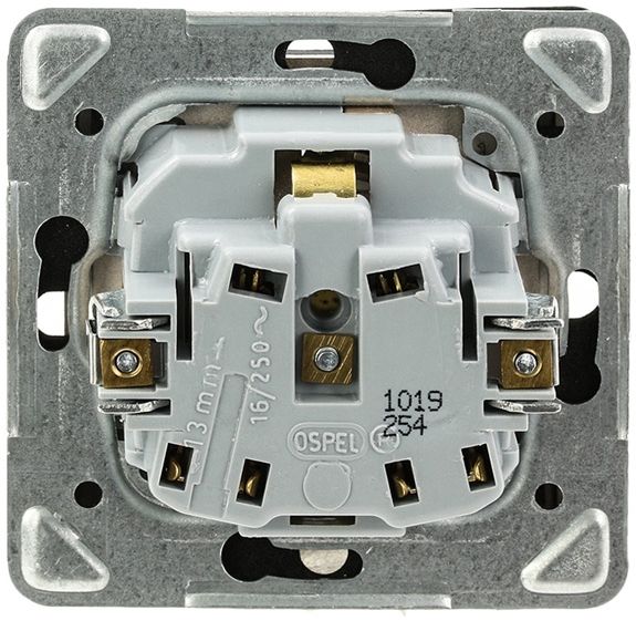 Розетка із заземленням Ospel Impresja 16 А 250 В без шторок з кришкою золотий