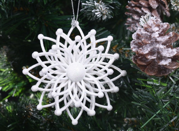 Декорація Сніжинка Молекула 3д d 12 см білий 1 шт. 