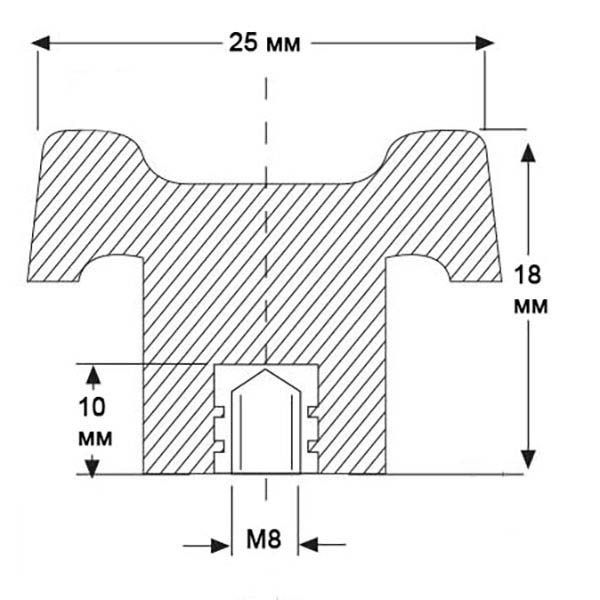 Гайка ручка D 25 мм М8 1 шт шестикутна посилена