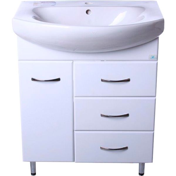 Тумба напольная Сансервіс SL-70 белая с умывальником Лотос 70