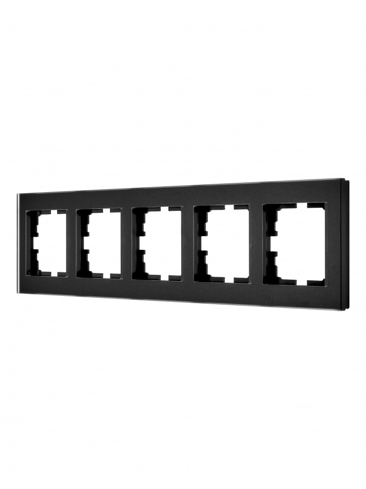 Рамка п'ятимісна Lezard Vesna горизонтальна матовий чорний 742-5980-150