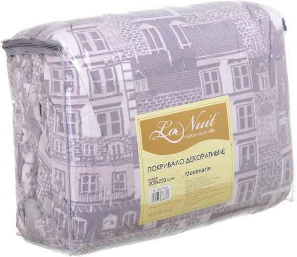 Покрывало декоративное Montmarte 200x220 см La Nuit белый с фиолетовым 