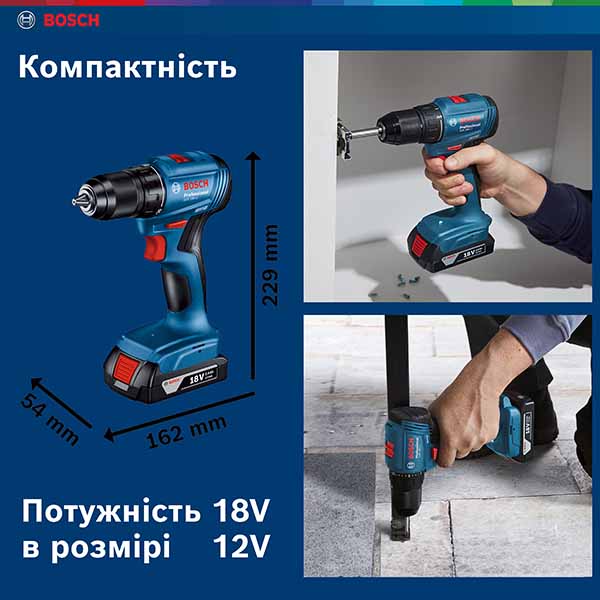 Шуруповерт аккумуляторный Bosch Professional GSR 185 (1 Ак) brushless 06019K3001