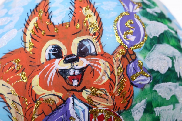 Шар новогодний зимние краски ручной работы стеклянный d 100 мм разноцветный