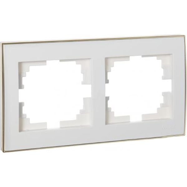 Рамка двомісна Lezard Rain горизонтальна білий із золотою вставкою 703-0226-147