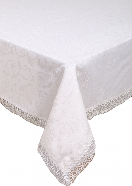 Скатерть с гипюром KDK 140x180 см кремовый Karna 