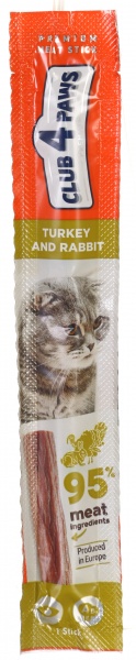Лакомство Club 4 Paws Мясная палочка для кошек Индейка и кролик 5 г