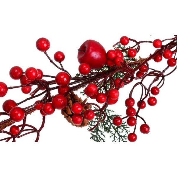 Гирлянда декоративная для дома 1,2м с ягодами и хвоей