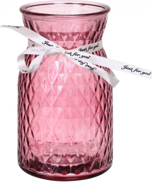 Ваза скляна рожева Crystal Sandy 18 см YIWU