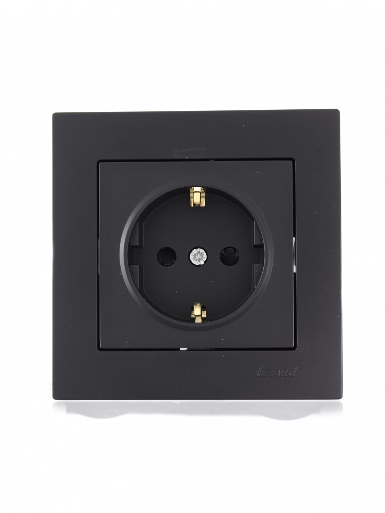 Механізм розетки 1 із заземленням Lezard Vesna IP20 антрацит 742-4288-124B