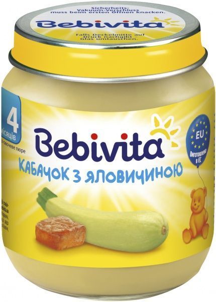 Пюре Bebivita Кабачок з яловичиною 125 г 9007253104180 